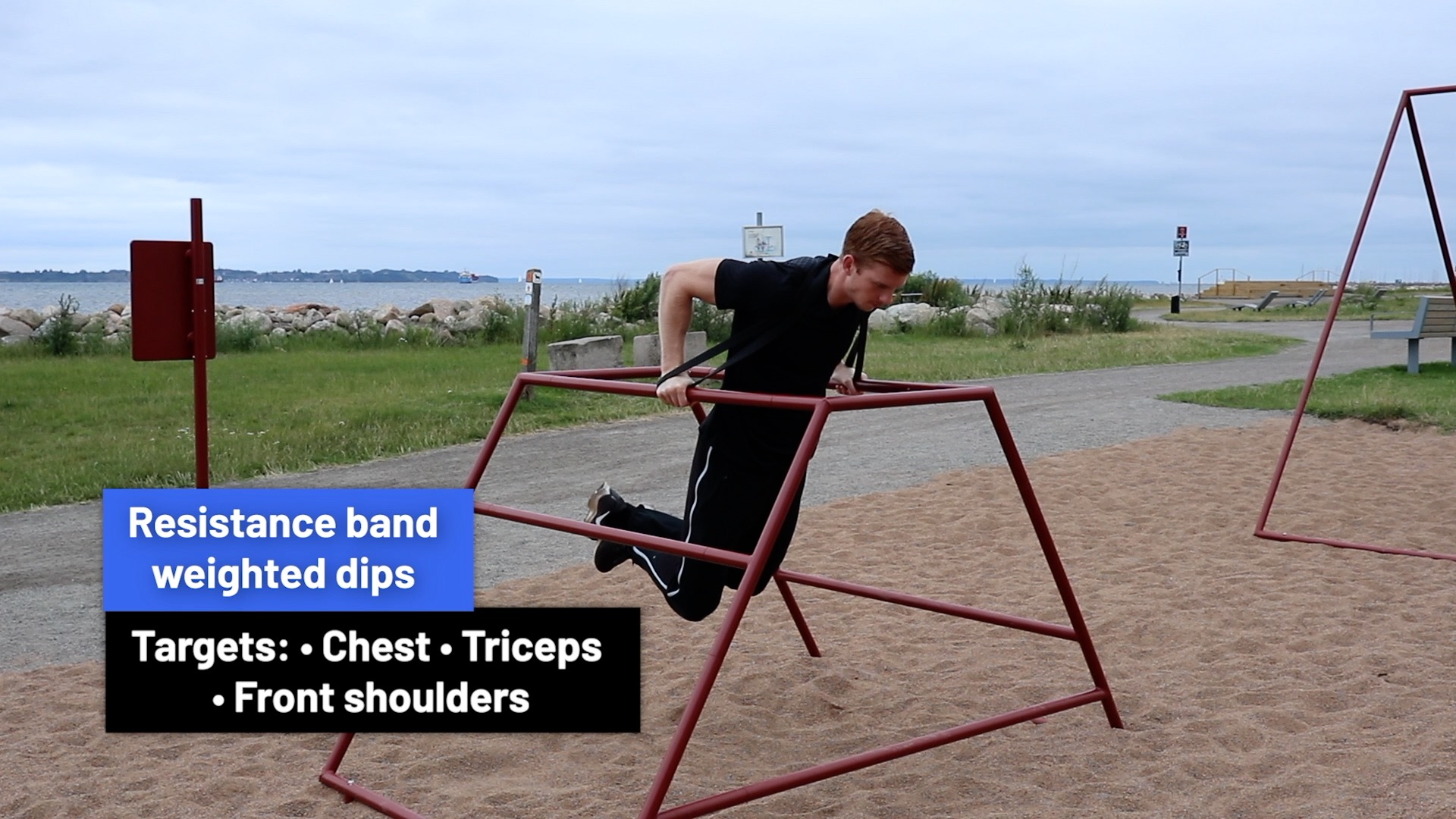 Resistance band weighted dips Exercise Upper Body Push